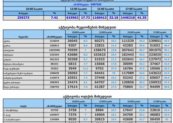 ამომრჩეველთა აქტივობა 17:00 საათის მდგომარეობით
