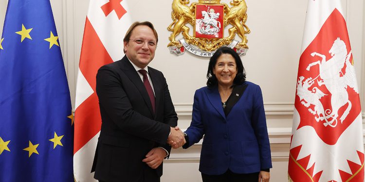 პრეზიდენტმა ევროკომისართან საქართველოს ევროპული პერსპექტივა და კანდიდატის სტატუსის მიღების საკითხი განიხილა